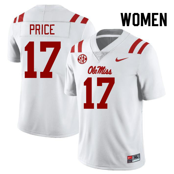 Women #17 Devin Price Ole Miss Rebels College Football Jerseys Stitched-White